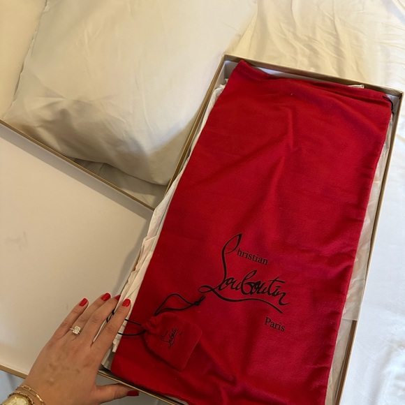 ***NEW Christian Louboutin LOCK KATE BOTTA 100 Suede Knee High Tall Boots Heels - Picture 5 of 7